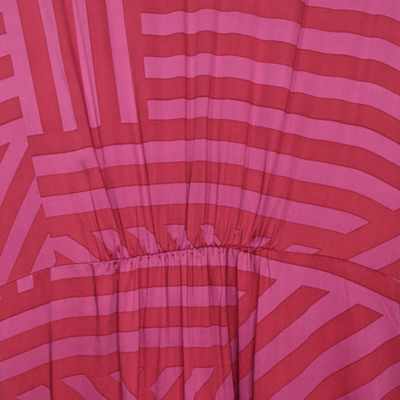 Ulla Popken Pink Mixed Strip Long Sleeve Midi Dress Work Office Funky Art 16 18 - Picture 3 of 15